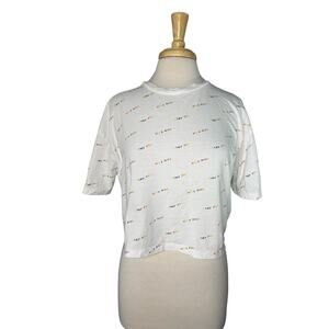 H&M DIVIDED Pride Stay You Stay True Rainbow White Boxy Tee Size Small Unisex